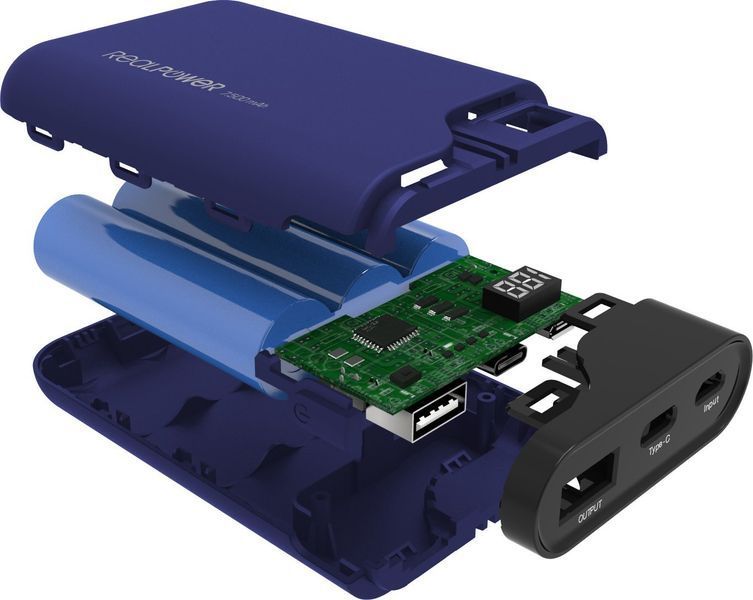 Зовнішній акумулятор (павербанк) Realpower PB-7500C 7.500mAh Navy Blue 619732 фото