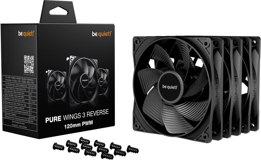 Вентилятор Be Quiet! Pure Wings 3 120mm PWM Reverse 3-Pack Black (BL137) 618867 фото