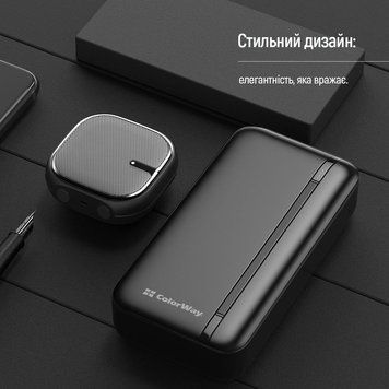 Внешний аккумулятор (павербанк) ColorWay 20000mAh 22.5W Black (CW-PB200LPB4BK-PD) 628204ua фото