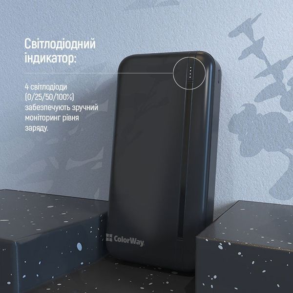 Внешний аккумулятор (павербанк) ColorWay 20000mAh 22.5W Black (CW-PB200LPB4BK-PD) 628204ua фото