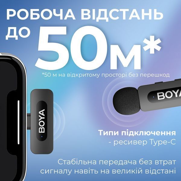 Мікрофонна радіосистема для смартфона Boya BY-V20 USB Type-C 623207ua фото