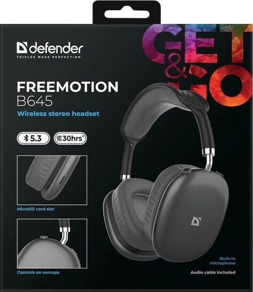 Навушники з мікрофоном Defender FreeMotion B645 Black (63645) 620780 фото
