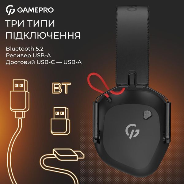 Наушники с микрофоном GamePro Genesis Mercury Pro 3-Mode Black (HSW120B) 623413ua фото