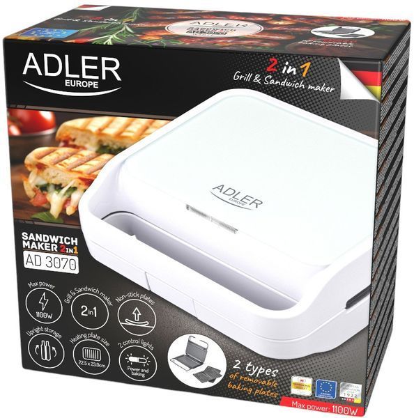 Бутербродниця Adler AD 3070 White 531151 фото