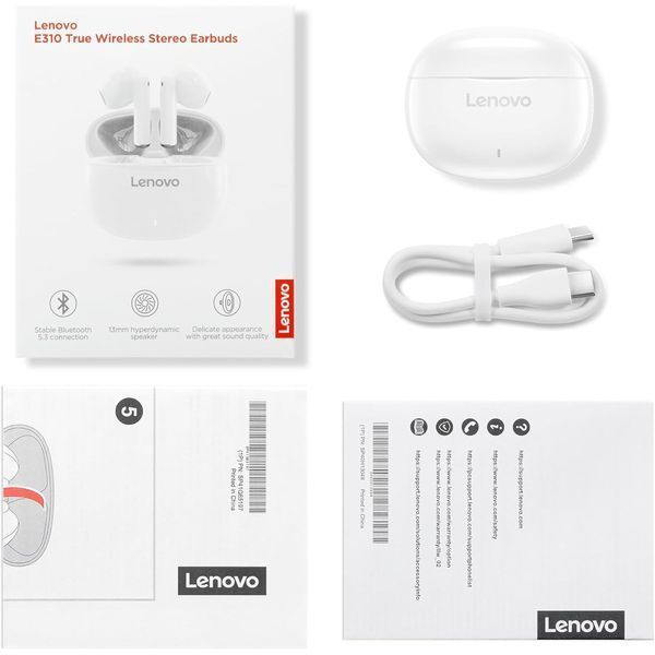 Наушники TWS Lenovo E310 White (GXD1Q65145) 620665ua фото