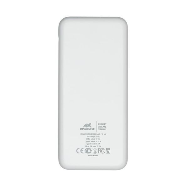Зовнішній акумулятор (павербанк) RivaCase VA2041 10000mAh White 619737 фото