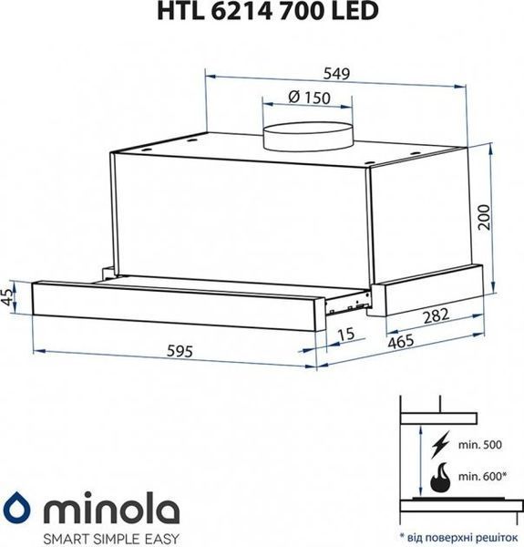 Витяжка телескопічна Minola HTL 6214 BLF 700 LED 627969ua фото