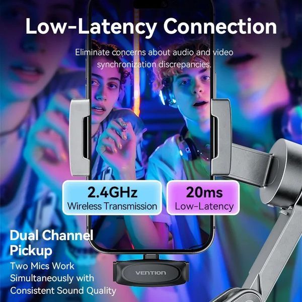 Мікрофонна радіосистема для смартфона Vention USB-C 2-Pack Wireless Lavalier Black (NCBB0) 623212ua фото