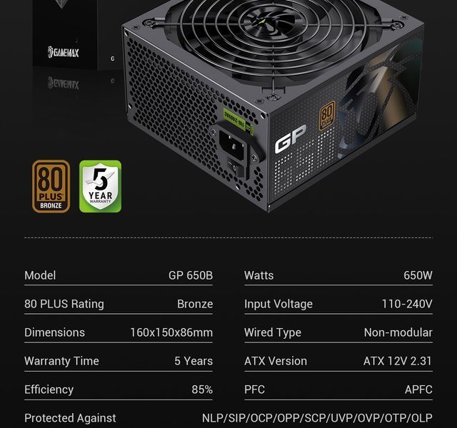 Блок живлення GameMax GP-650B 627744ua фото