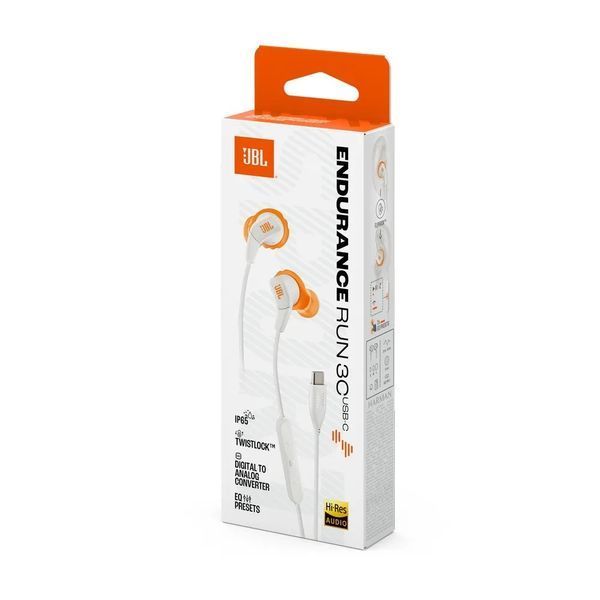 Навушники з мікрофоном JBL Endurance Run 3 3C USB-C White (JBLENDURRUN3CWHT) 623418ua фото