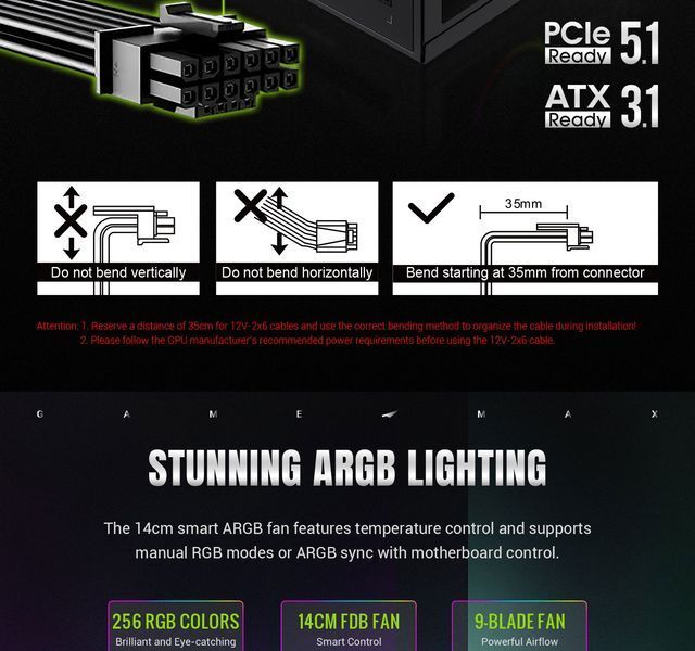 Блок питания GameMax RGB Pro 1050G 627795ua фото