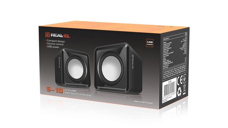 Акустичні колонки Real-El S-10 USB Black (EL121100020) 622561ua фото