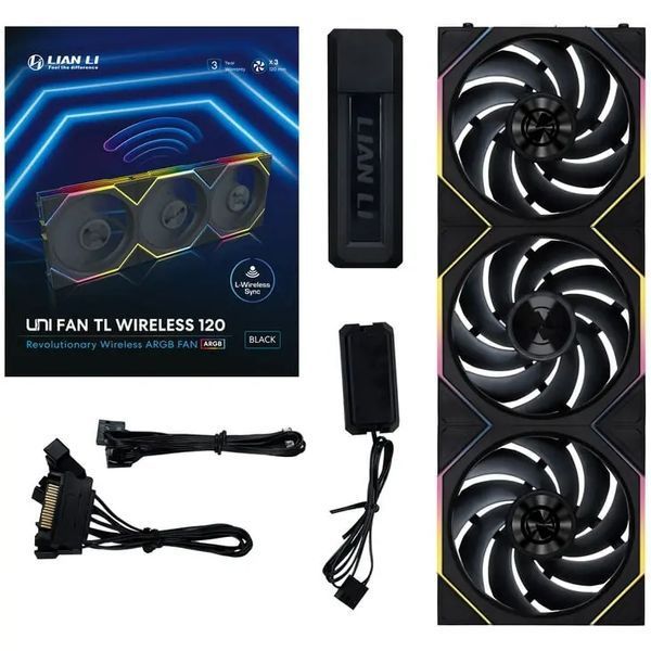 Вентилятор Lian Li Uni Fan TL120 Wireless 3-pack Black (12TL1W3B) 585375 фото