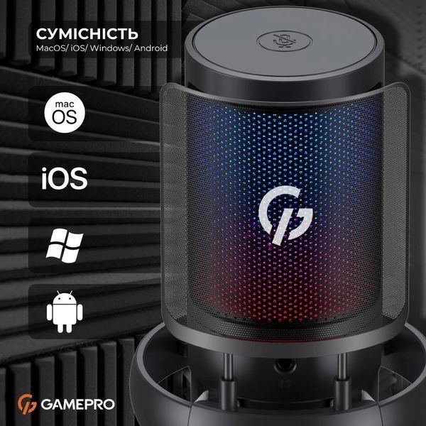 Мікрофон для ПК/ для стрімінгу, подкастів GamePro UGM145B Black 578888ua фото