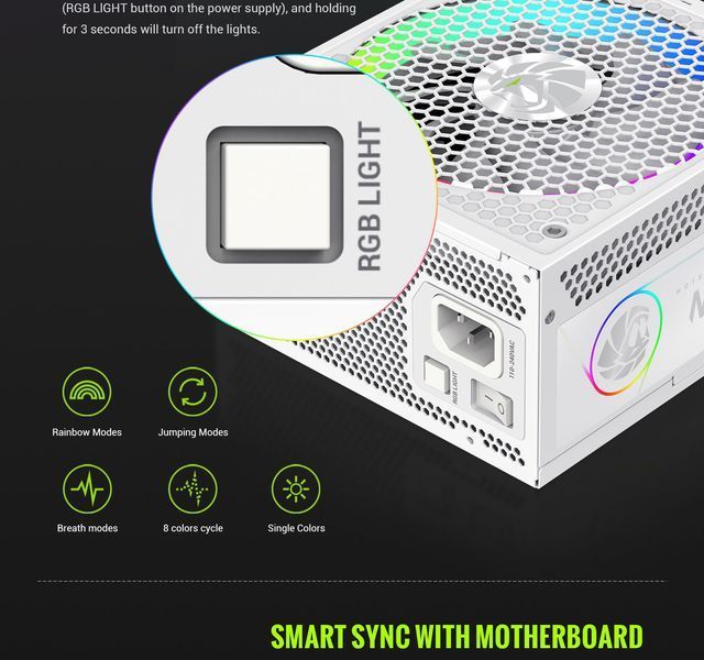 Блок живлення GameMax RGB Pro 1050G WH 627796ua фото