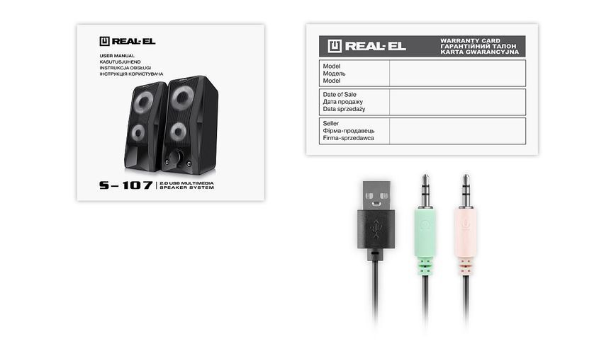 Акустические колонки Real-El S-107 USB Black (EL121100017) 622562ua фото