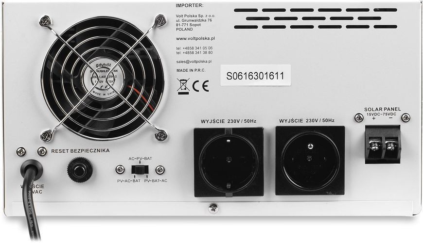 Гібридний сонячний інвертор (hybrid) Volt Polska SINUS PRO 1500S (3SPS150012) 514626 фото