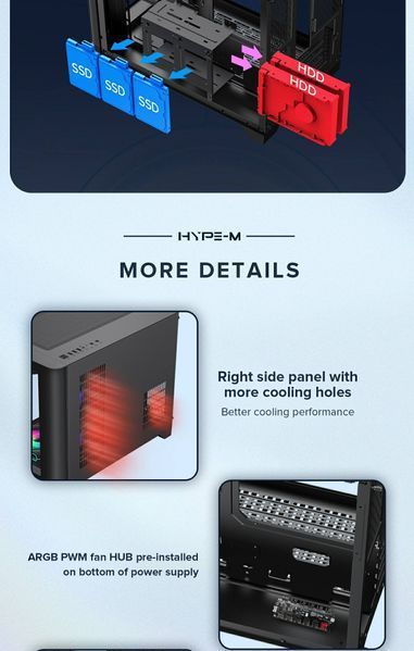 Корпус GameMax Hype-M Black 628330ua фото