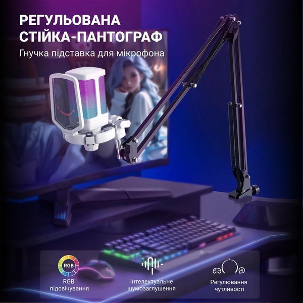 Мікрофон для ПК/ для стрімінгу, подкастів Fifine Q6TW White 578884ua фото