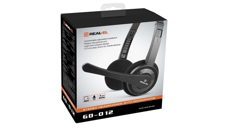 Навушники з мікрофоном Real-El GD-012 Black (EL124100049) 579469ua фото