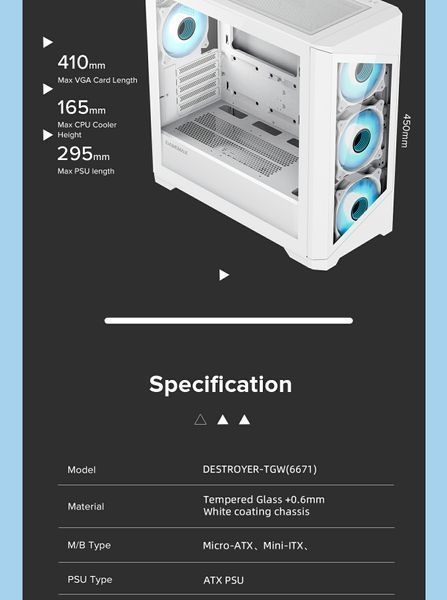 Корпус GameMax Destroyer TG White 630504ua фото