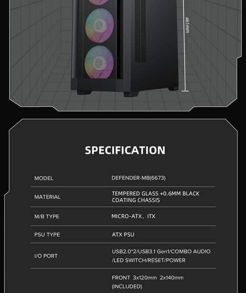 Корпус GameMax Defender MB Black 628295ua фото