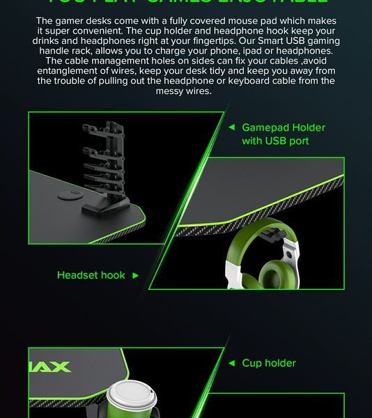Геймерский игровой стол GameMax D140 Carbon 628051ua фото