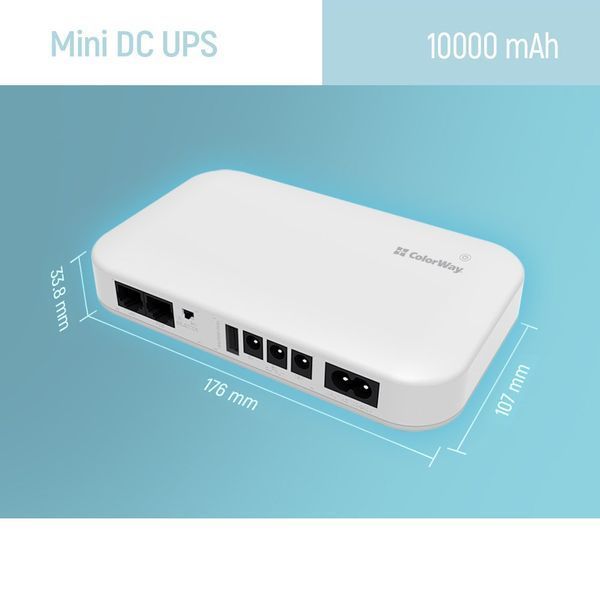 ДБЖ для роутера ColorWay 10000mAh 21W DC White (CW-PB100LI3WT) 577880ua фото