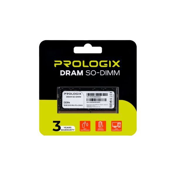 Память для ноутбуков Prologix 16 GB SO-DIMM DDR4 3200 MHz (PRO16GB3200D4S) 579703ua фото