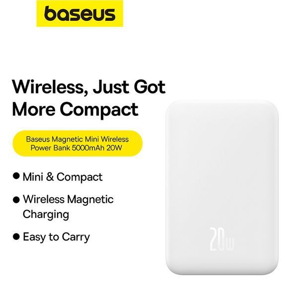 Внешний аккумулятор (павербанк) Baseus Magnetic Mini 5000mAh 20W White (P10022107223-00) 613575ua фото