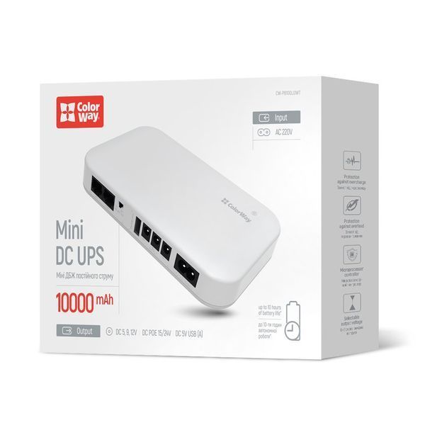 ДБЖ для роутера ColorWay 10000mAh 21W DC White (CW-PB100LI3WT) 577880ua фото