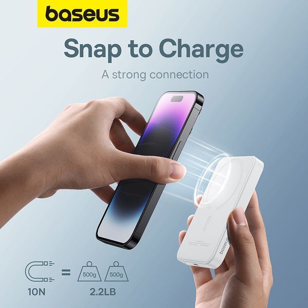 Внешний аккумулятор (павербанк) Baseus Magnetic Mini 5000mAh 20W White (P10022107223-00) 613575ua фото