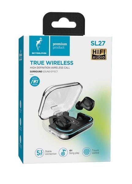Навушники TWS SkyDolphin SL27 Black (SDBTE-000192) 623371ua фото