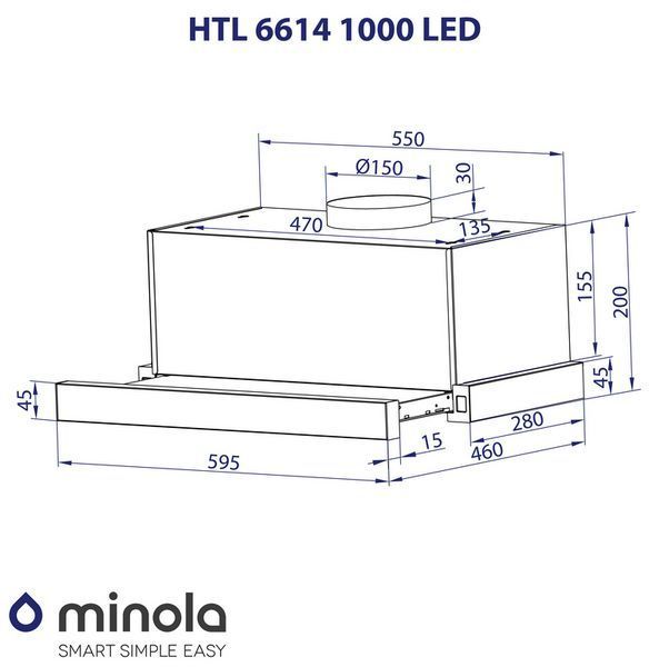 Витяжка телескопічна Minola HTL 6614 BL 1000 LED 627973ua фото