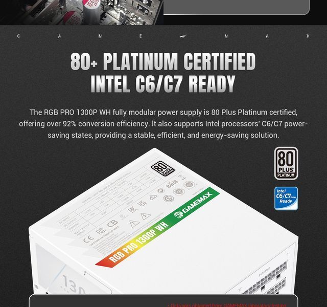 Блок питания GameMax RGB Pro 1300P WH 627798ua фото
