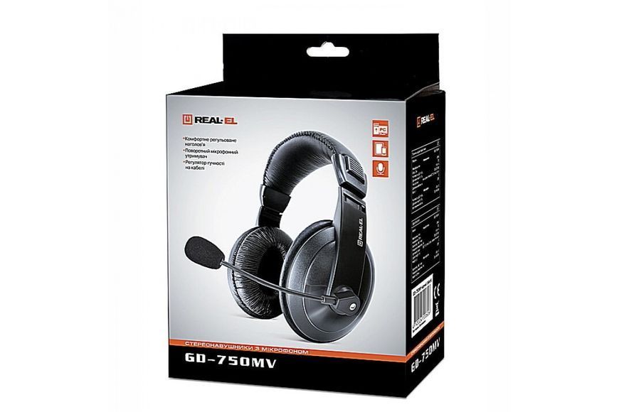 Наушники с микрофоном Real-El GD-750MV Black 579470ua фото
