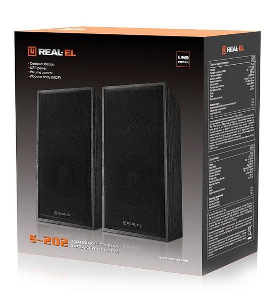 Акустичні колонки Real-El S-202 USB Black (EL121200019) 622566ua фото