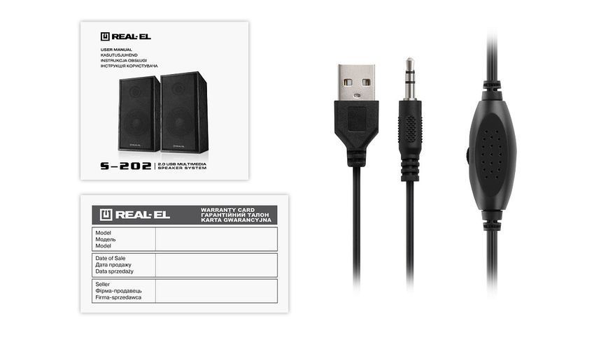 Акустичні колонки Real-El S-202 USB Black (EL121200019) 622566ua фото
