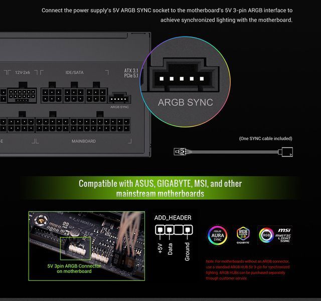 Блок питания GameMax RGB Pro 850G 627801ua фото