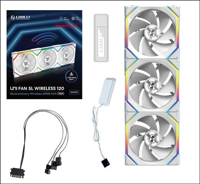 Вентилятор Lian Li Uni Fan SL Wireless 120 Reverse Blade White 3-pack (12RSL1W3W) 550319 фото