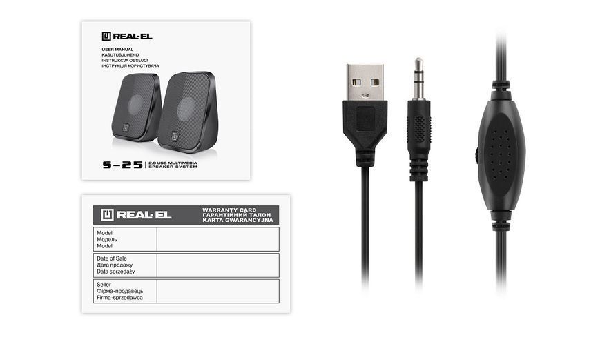 Акустические колонки Real-El S-25 USB Black (EL121100022) 622567ua фото