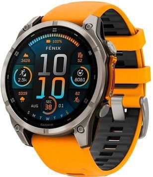 Смарт-часы Garmin Fenix 8 47mm Amoled Sapphire Titanium w. Spark Orange/Graphite Silicone Band (010-02904-10/11/19) 621693 фото
