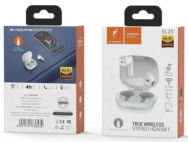 Наушники TWS SkyDolphin SL23 White (SDBTE-000181) 579278ua фото