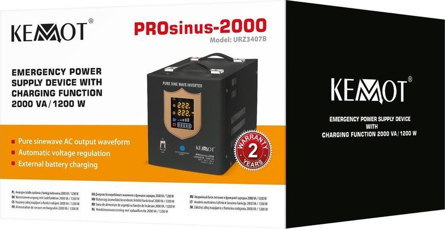 Гибридный ИБП/инвертор Kemot PROsinus-2000 24V 230V 2000VA/1400W (URZ3428B) 374892 фото