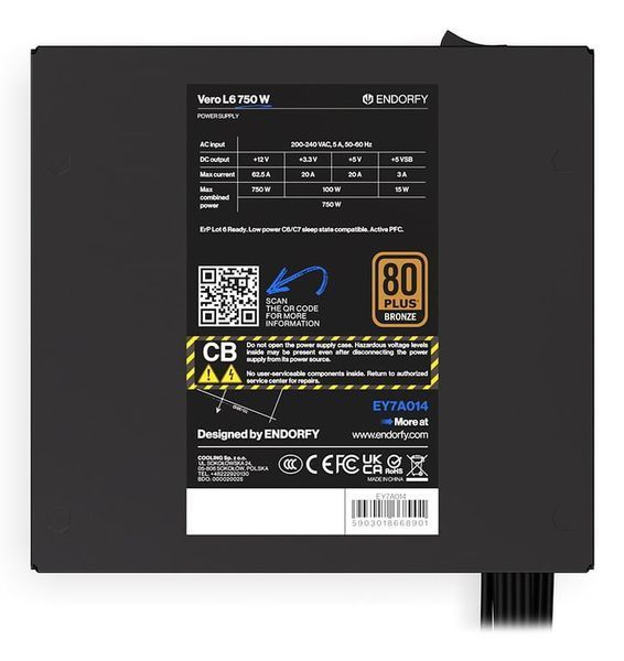 Блок живлення Endorfy Vero L6 750W (EY7A014) 618716 фото