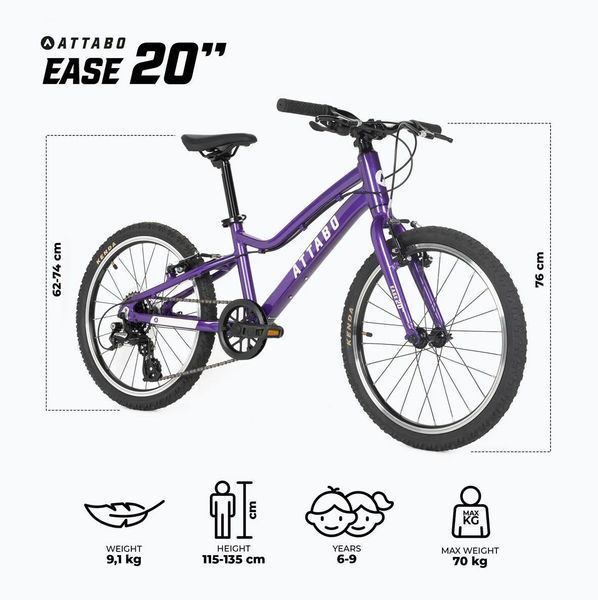 Детский двухколесный велосипед Attabo Ease 20 Purple 604654 фото