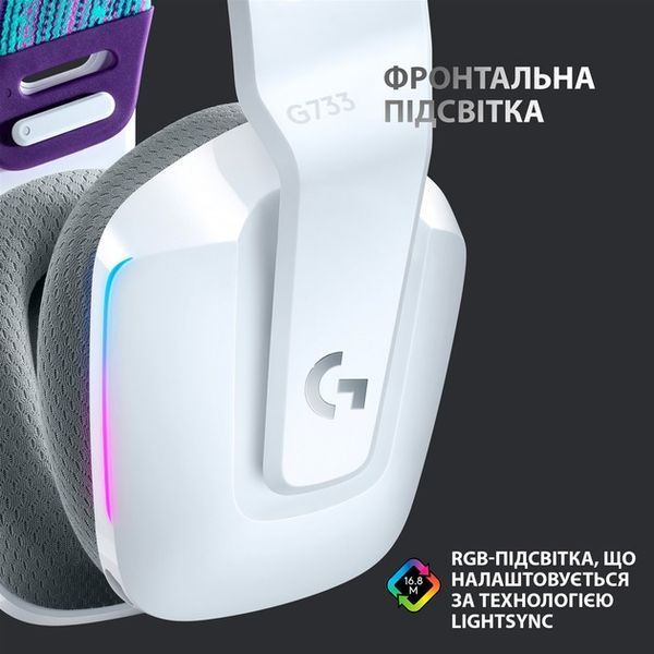 Навушники з мікрофоном Logitech G733 Lightspeed Wireless RGB White (981-000883) 326435 фото