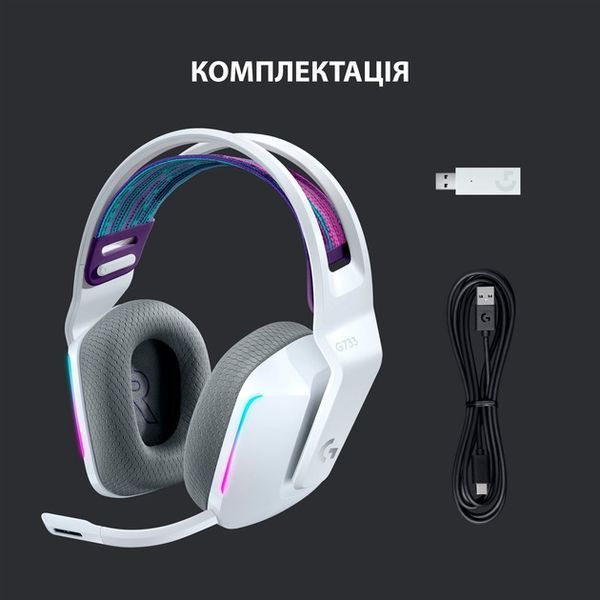 Навушники з мікрофоном Logitech G733 Lightspeed Wireless RGB White (981-000883) 326435 фото