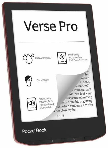 Електронна книга з підсвічуванням PocketBook 634 Verse Pro Passion Red (PB634-3-CIS, PB634-3-WW) 585801ua фото