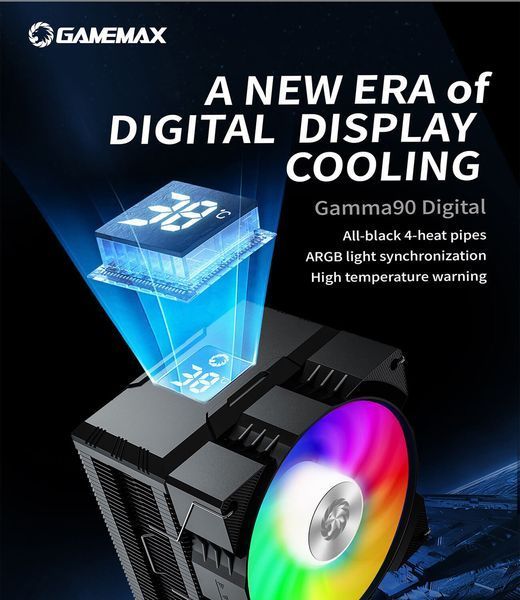 Повітряне охолодження GameMax Gamma 90 Digital BK 630766ua фото